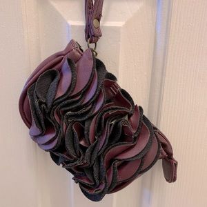 Jazza Purple Ruffle-Detailed Clutch